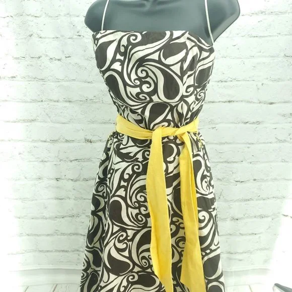 brown and cream summer dress Cream & Brown Floral Slip Dress Small main image 1